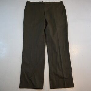 Bespoke 34x30 Green Birdseye Wool Flat Front Classic Dress Mens Pants